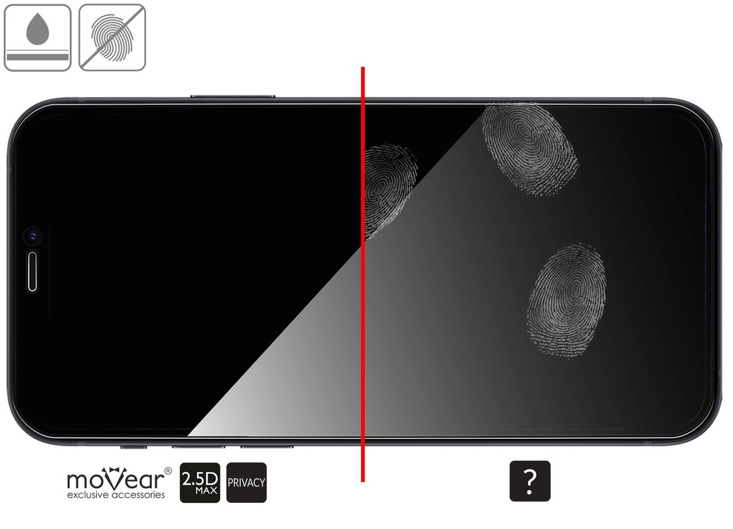 moVear GLASS mSHIELD 2.5D MAX privacy do Apple iPhone 12 Pro Max (6.7") (Prywatyzujące, kompatybilne z etui)
