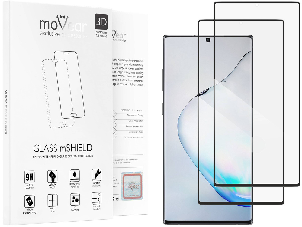 2 szt. | moVear GLASS mSHIELD 3D do Samsung Galaxy Note 10 (6.3") (na cały ekran)