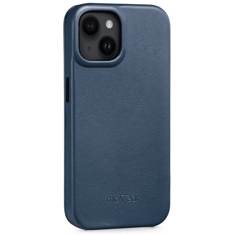 moVear flipSide 4S skórzane etui do Apple iPhone 14 (6,1") | Skóra naturalna gładka (Granatowa)