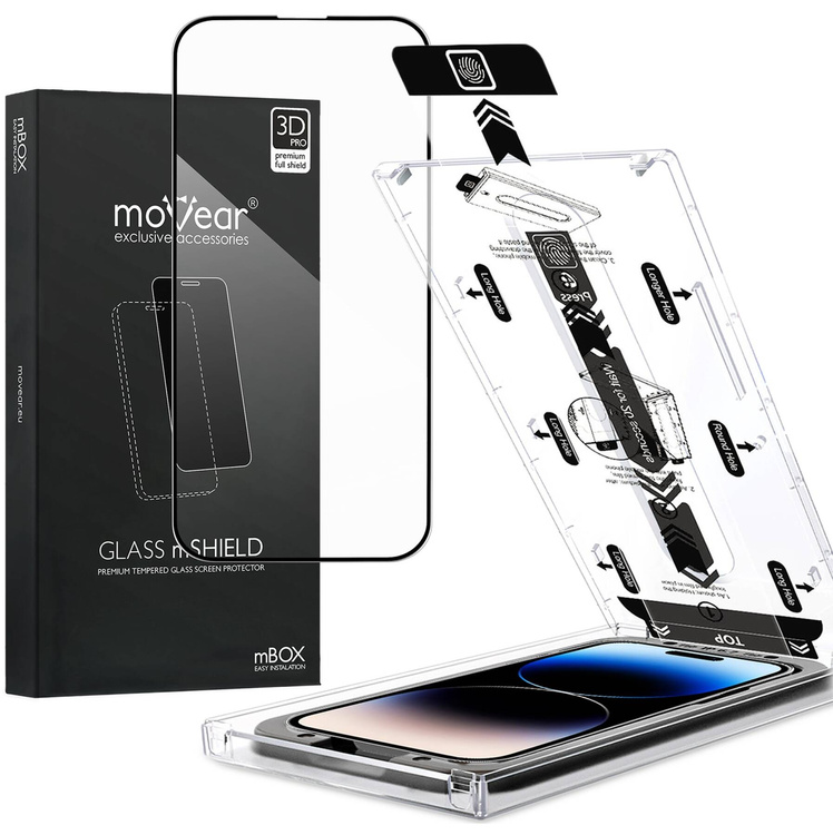 moVear mBOX GLASS mSHIELD 3D PRO do Apple iPhone 14 Pro Max (6.7") (łatwy montaż)