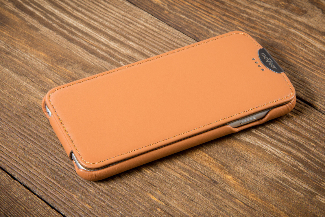 moVear flipDown C Skórzane Etui do Apple iPhone 6 / 6s | Skóra Gładka | Cappuccino