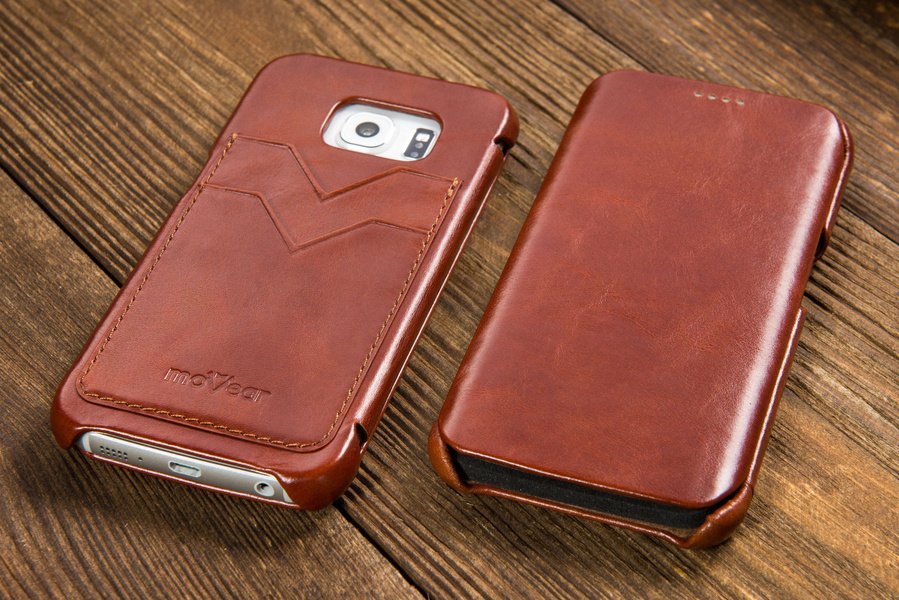 
                    moVear flipSide S+ Skórzane Etui do Samsung Galaxy S6 edge | Skóra Vintage | Brązowy