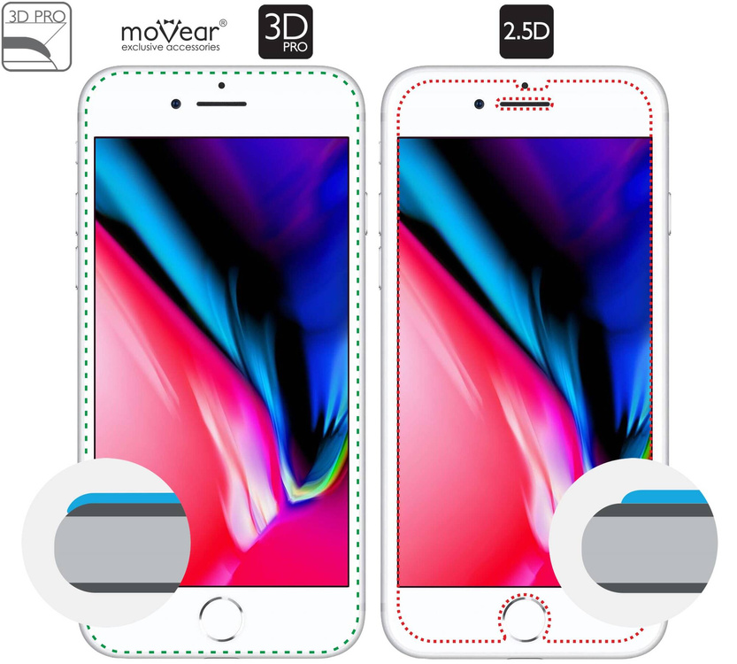 moVear GLASS mSHIELD 3D PRO do Apple iPhone 8 Plus / 7 Plus (5.5") (na cały ekran)