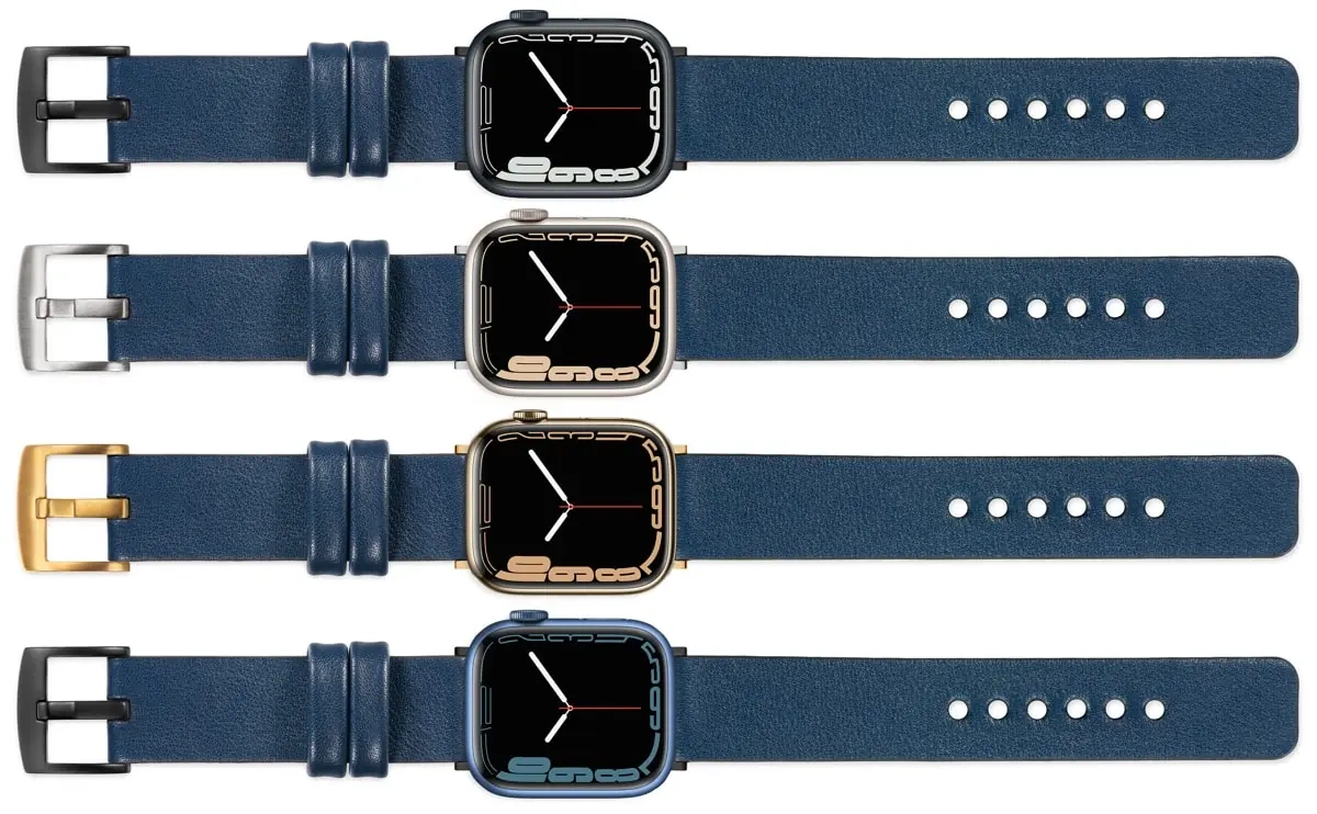 moVear Prestige S1 Skórzany pasek 20mm do Apple Watch 10 / 9 / 8 / 7 / 6 / 5 / 4 / SE (46/45/44mm) & Ultra (49mm) | Granatowy [adapter i klamra do wyboru]