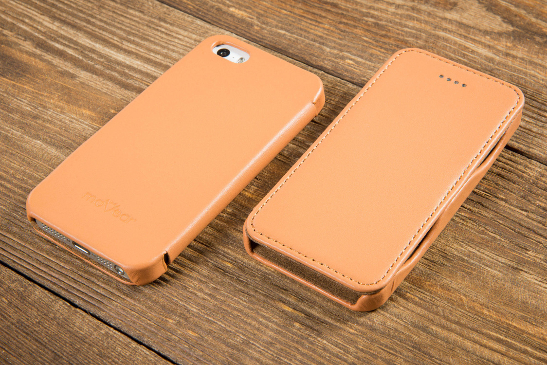 moVear flipSide C Skórzane Etui do Apple iPhone SE / 5s / 5 | Skóra Gładka | Cappuccino