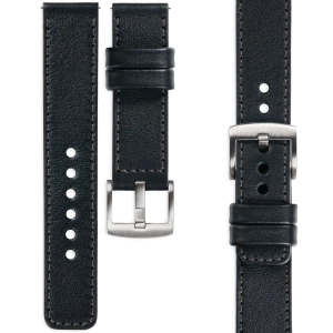moVear Prestige C1 Skórzany pasek 18mm do zegarka | Czarny, grafitowe przeszycie [rozmiary XS-XXL i klamra do wyboru]
