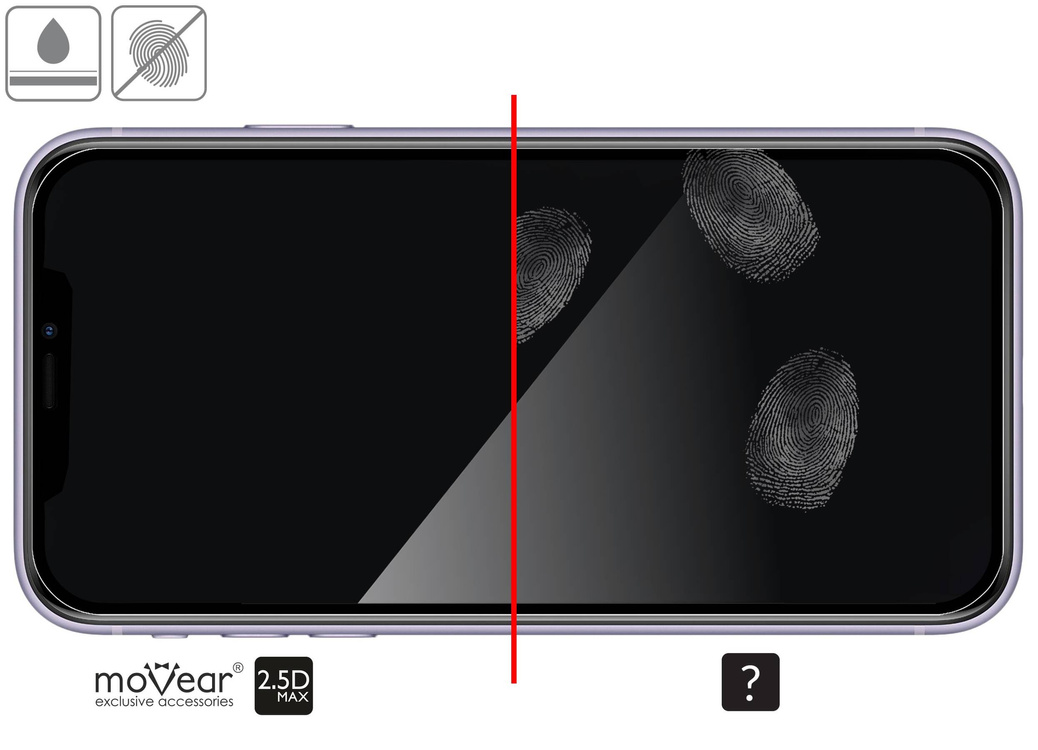 2 szt. | moVear GLASS mSHIELD 2.5D MAX do Apple iPhone 11 / Xr (6.1") (kompatybilne z etui)