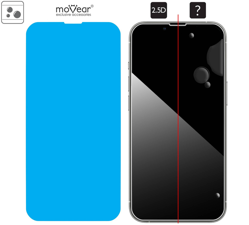 moVear GLASS mSHIELD 2.5D do Apple iPhone 16e / 14 / 13 / 13 Pro (6.1") (kompatybilne z etui)
