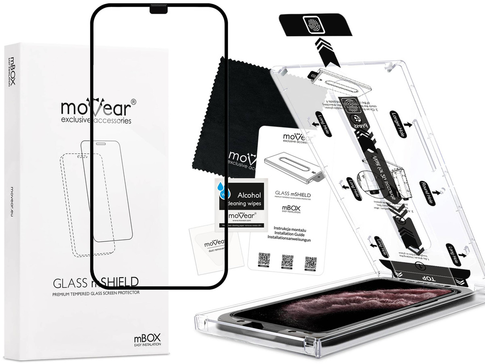moVear mBOX GLASS mSHIELD 2.5D MAX do Apple iPhone 11 Pro Max / Xs MAX (6.5") (łatwy montaż)
