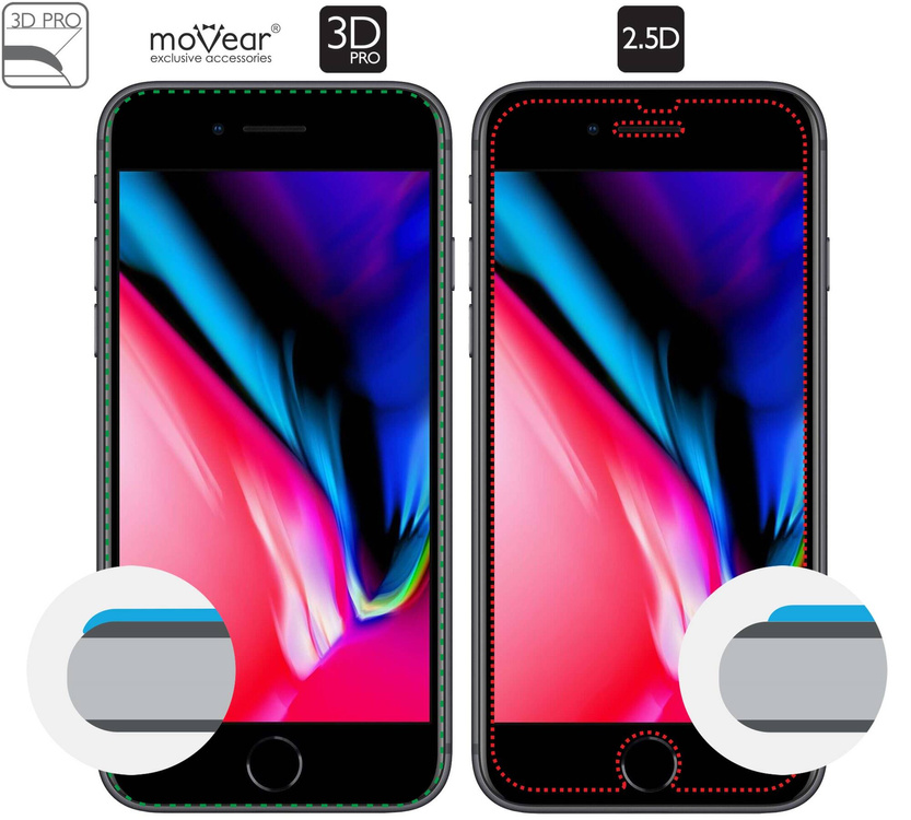 moVear GLASS mSHIELD 3D PRO do Apple iPhone 8 Plus / 7 Plus (5.5") (na cały ekran)