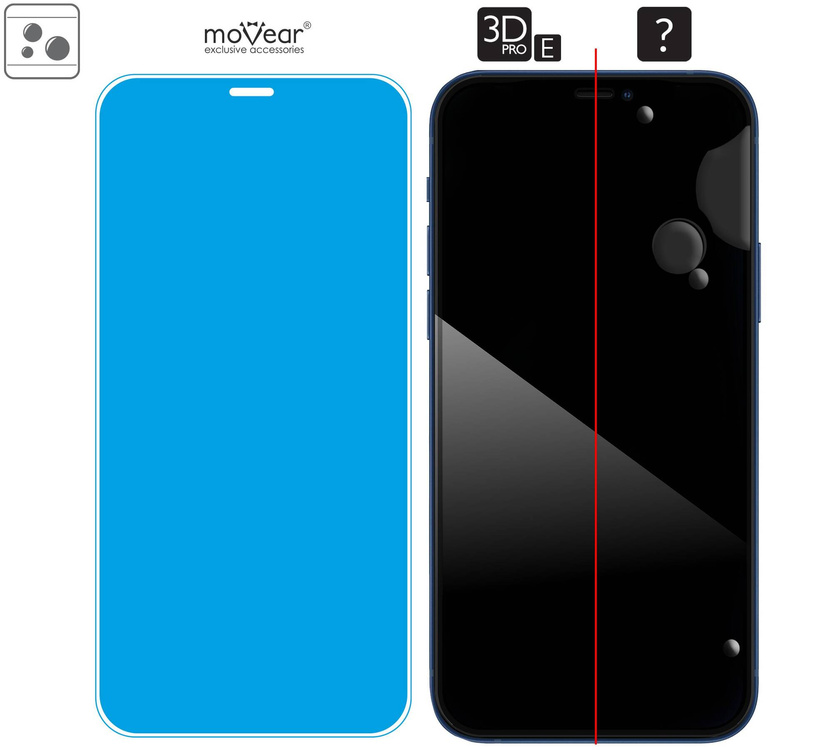 moVear GLASS mSHIELD 3D PRO-E do Apple iPhone 12 Pro / 12 (6.1") (kompatybilne z etui)