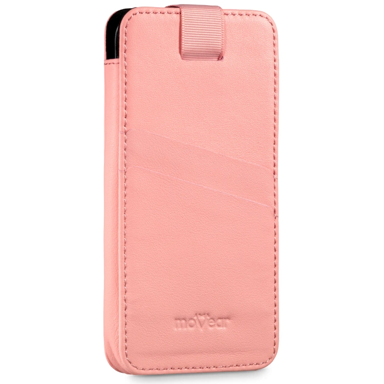 moVear pocketCase C+ skórzana wsuwka do Apple iPhone Air / 16/15/14 Plus, 13/12/11 Pro MAX, Xs MAX / 11 / XR / 8/7/6 Plus | Skóra naturalna nappa (Różowa)