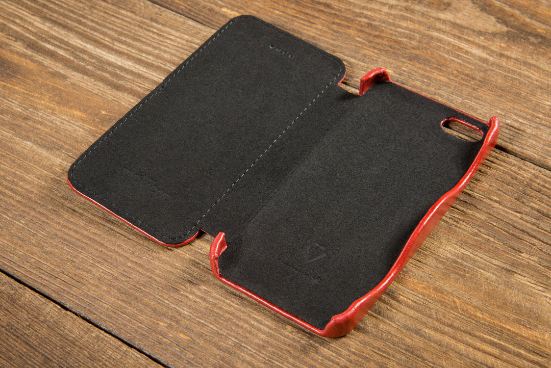 moVear flipSide C Skórzane Etui do Apple iPhone SE / 5s / 5 | Skóra Vintage | Czerwony