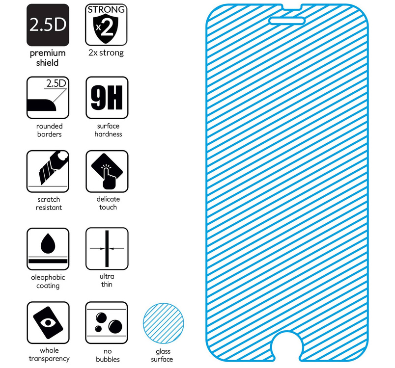 moVear GLASS mSHIELD 2.5D do Apple iPhone 6 Plus / 6s Plus (5.5") (kompatybilne z etui)