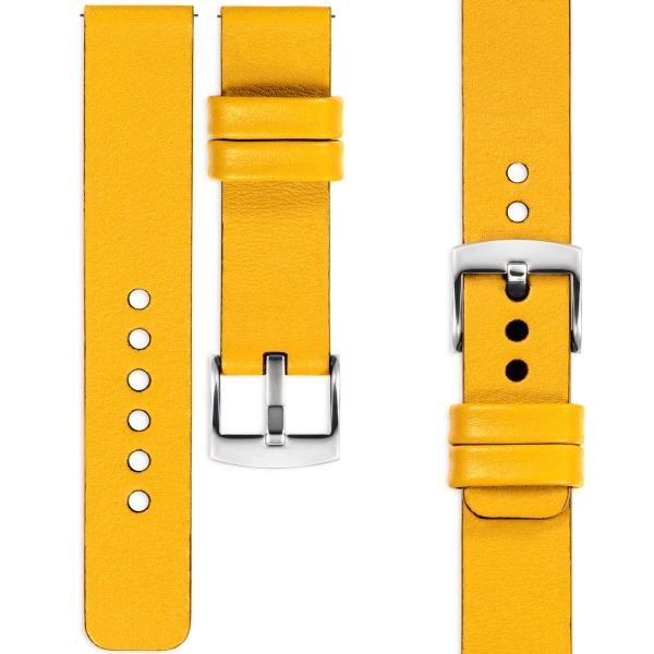 moVear Prestige S1 Skórzany pasek 24mm do zegarka | Żółty [rozmiary XS-XXL i klamra do wyboru]