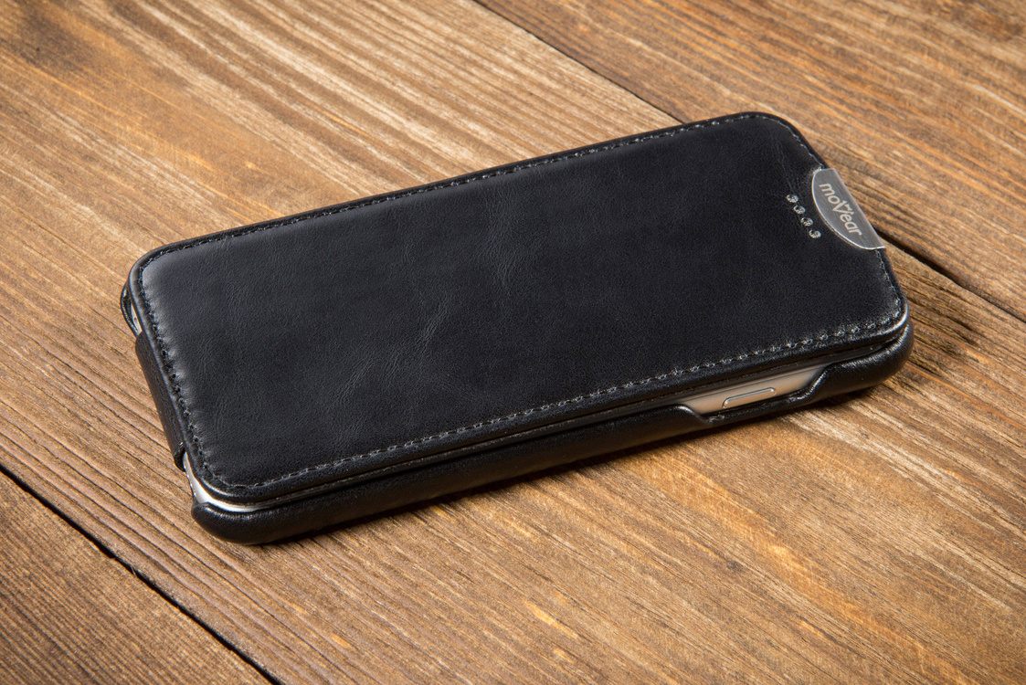 moVear flipDown C Skórzane Etui do Apple iPhone 6 / 6s | Skóra Vintage | Czarny