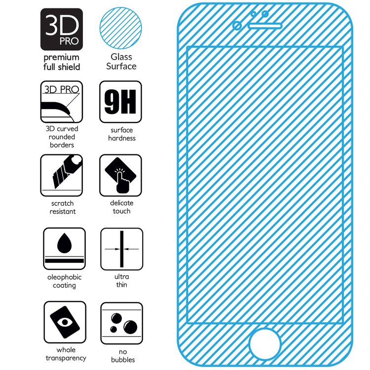 moVear GLASS mSHIELD 3D PRO do Apple iPhone 6 Plus / 6s Plus (5.5") (na cały ekran)