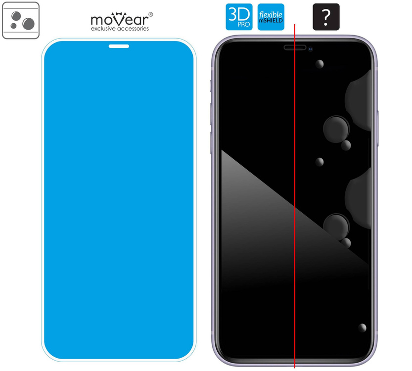 moVear flexible mSHIELD 3D PRO do Apple iPhone 11 Pro / Xs / X (5.8"). Pancerne szkło hybrydowe.
