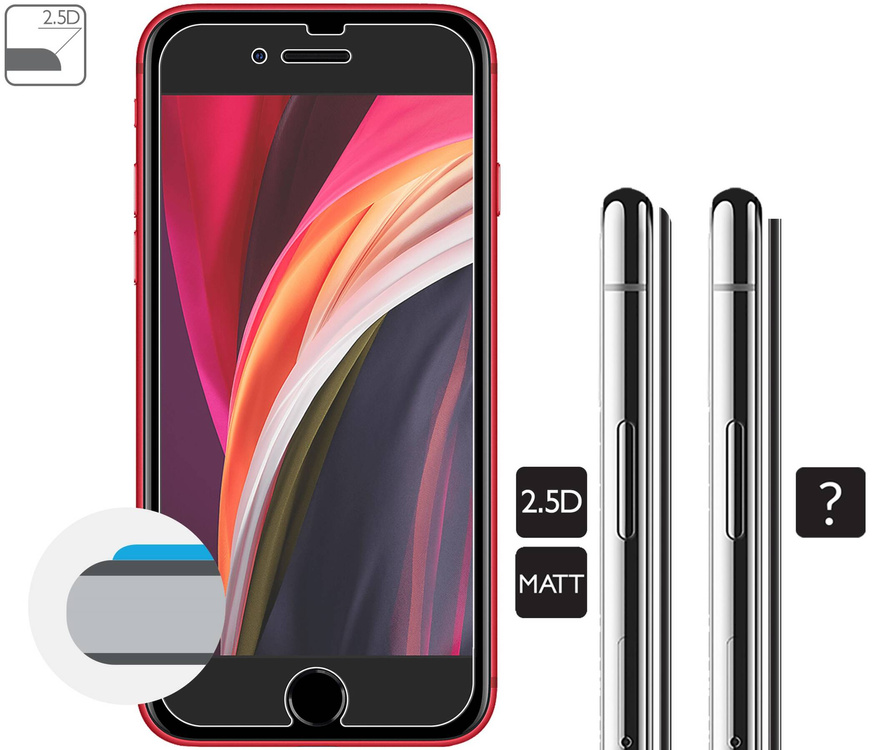 moVear GLASS mSHIELD 2.5D MATT do Apple iPhone SE (2022 / 2020) / 8 / 7 (4.7") (Antyrefleksyjne, kompatybilne z etui)