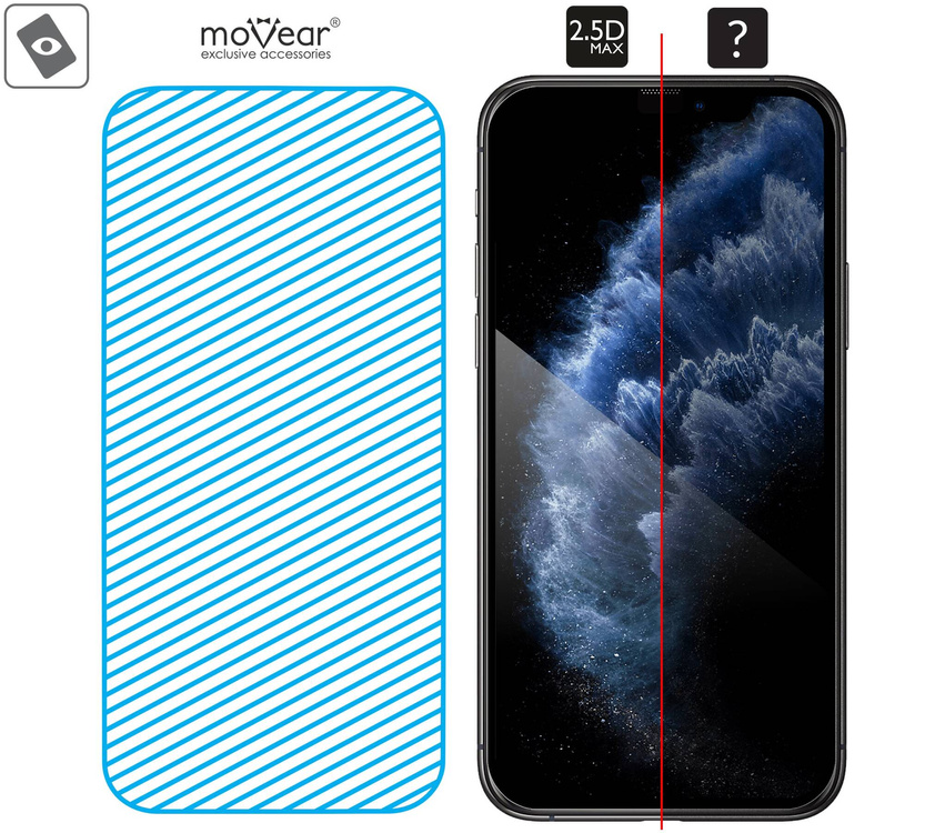 moVear mBOX GLASS mSHIELD 2.5D MAX do Apple iPhone 11 Pro / Xs / X (5.8") (łatwy montaż)