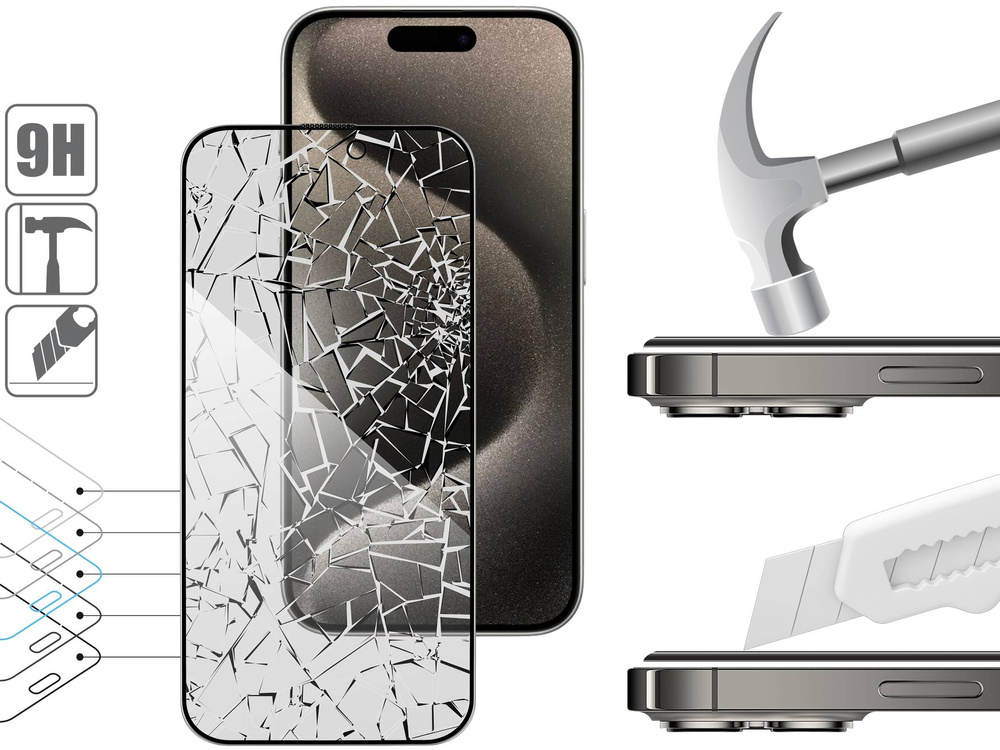 moVear mBOX GLASS mSHIELD 2.5D MAX privacy do Apple iPhone 15 Pro (6.1") (Anty spy, z Aplikatorem)