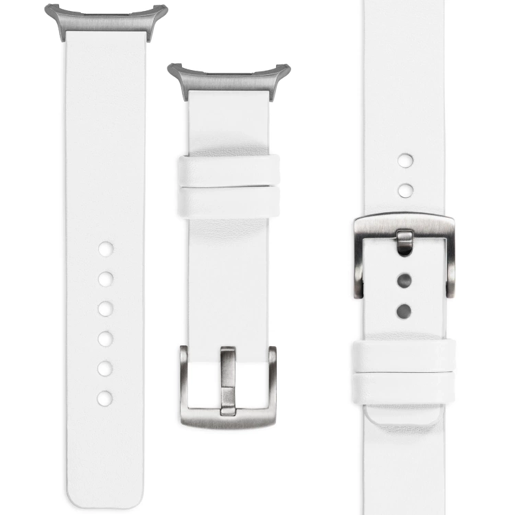 moVear Prestige S1 Skórzany pasek 22mm do Samsung Galaxy Watch Ultra | Biały [rozmiary XS-XXL i klamra do wyboru]