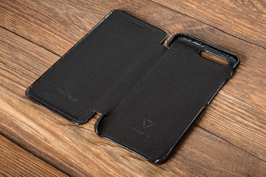 moVear flipSide S+ Skórzane Etui do Huawei P10 | Skóra Vintage | Czarny