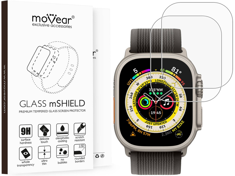 2 szt. | moVear GLASS mSHIELD 2.5D MATT do Apple Watch Ultra (49mm) (1.92") (Antyrefleksyjne, kompatybilne z etui)