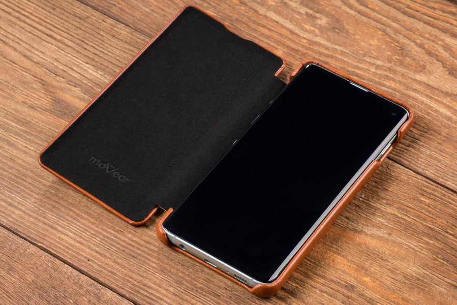 moVear flipSide S skórzane etui do Samsung Galaxy S10 (6.1") | Skóra naturalna vintage (Brązowa)