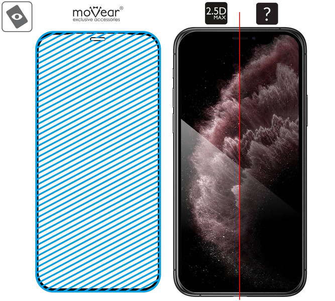 moVear GLASS mSHIELD 2.5D MAX do Apple iPhone 11 Pro Max / Xs MAX (6.5") (kompatybilne z etui)