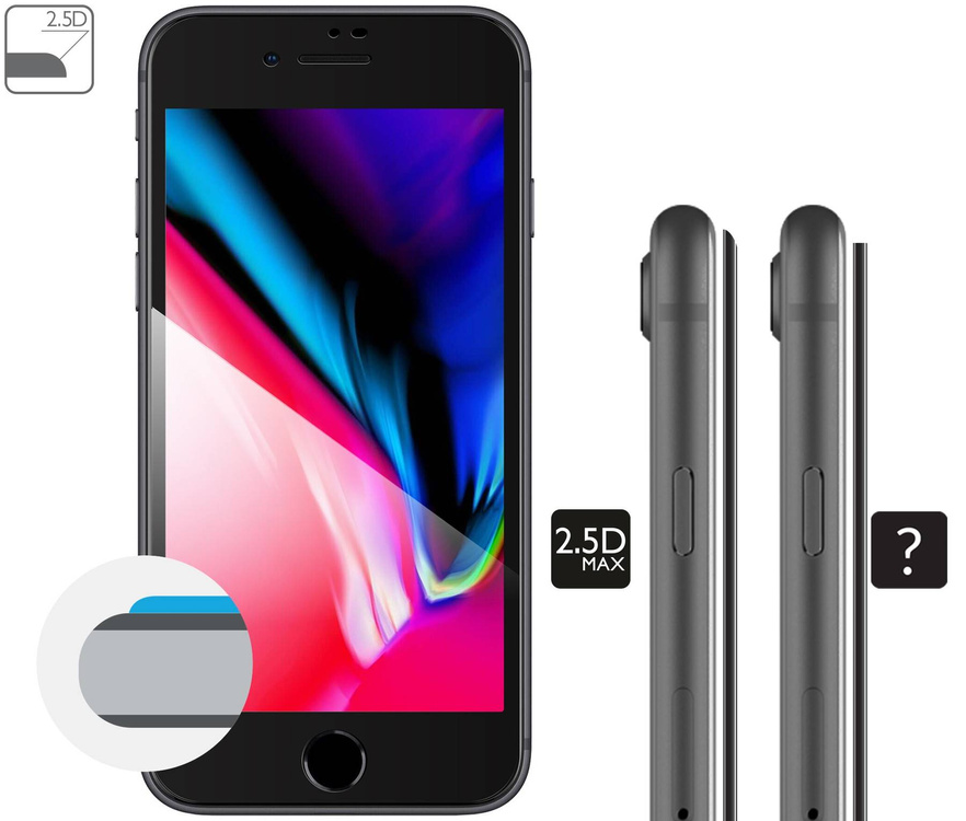 moVear GLASS mSHIELD 2.5D MAX do Apple iPhone 8 / 7 (4.7") (kompatybilne z etui)