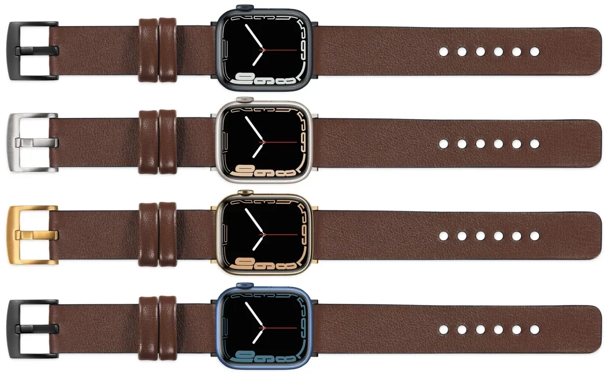 moVear Prestige S1 Skórzany pasek 20mm do Apple Watch 10 / 9 / 8 / 7 / 6 / 5 / 4 / SE (46/45/44mm) & Ultra (49mm) | Ciemnobrązowy [adapter i klamra do wyboru]