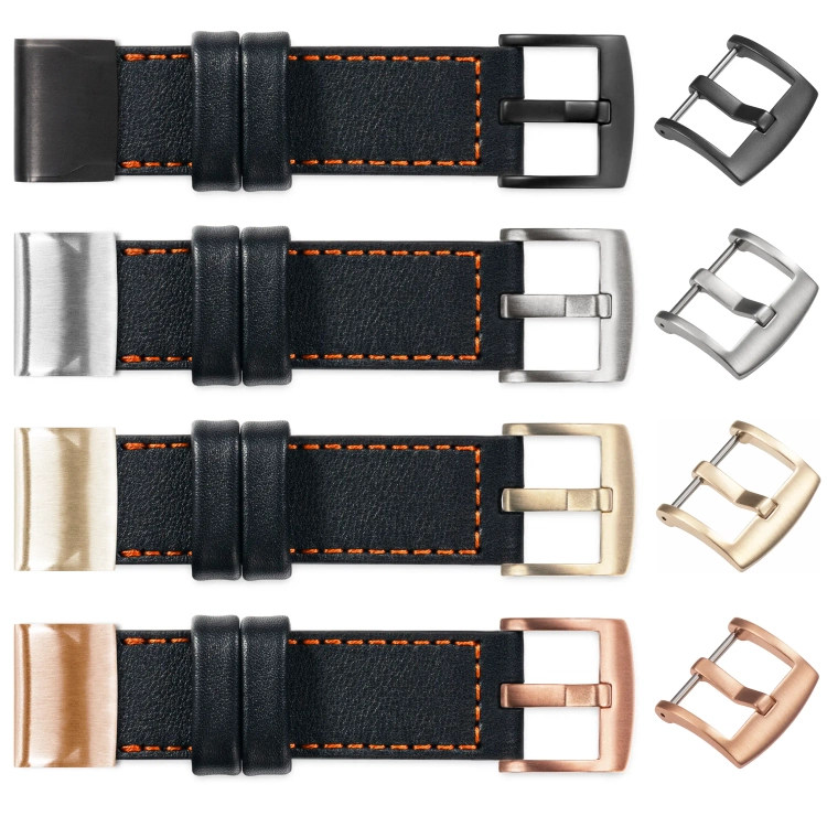 moVear Prestige C1 Skórzany pasek do Garmin QuickFit 26mm (Fenix / Epix / Quatix / Tactix / Enduro - 51mm) | Czarny, ciemnopomarańczowe przeszycie [rozmiary XS-XXL i klamra do wyboru]