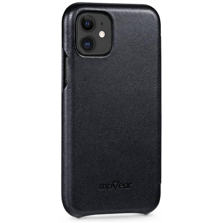 moVear flipSide S skórzane etui do Apple iPhone 11 (6.1") | Skóra naturalna gładka (Czarna)