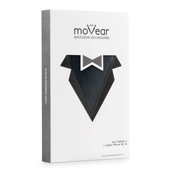 moVear flipSide C Skórzane Etui do Apple iPhone SE / 5s / 5 | Skóra Vintage | Czarny