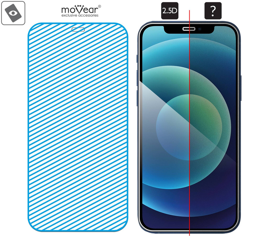 moVear GLASS mSHIELD 2.5D do Apple iPhone 12 Pro / 12 (6.1") (kompatybilne z etui)