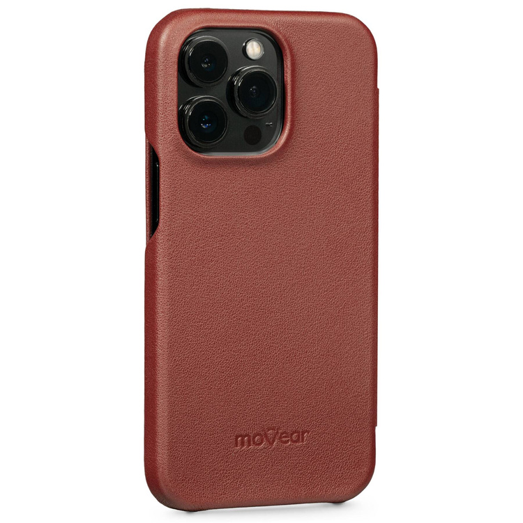 moVear flipSide S skórzane etui do Apple iPhone 13 Pro (6.1") | Skóra naturalna nappa (Brązowa)