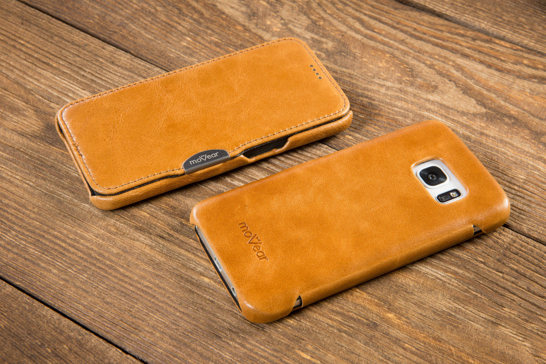 moVear flipSide C Skórzane Etui do Samsung Galaxy S6 | Skóra Vintage | Jasnobrązowy