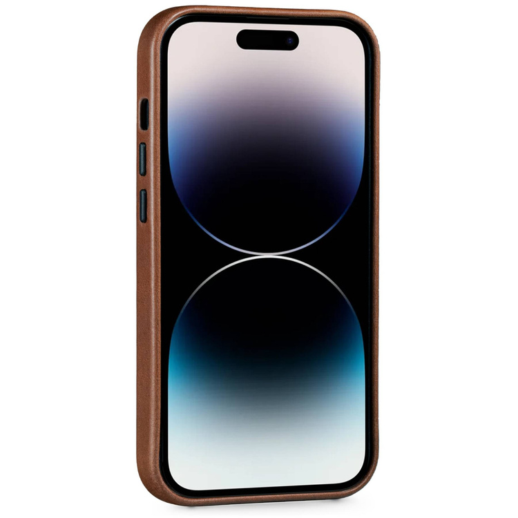 moVear backCover 4S Skórzane plecki do Apple iPhone 14 Pro (6.1") | kompatybilne z MagSafe, Skóra naturalna olejowana (Ciemnobrązowa)