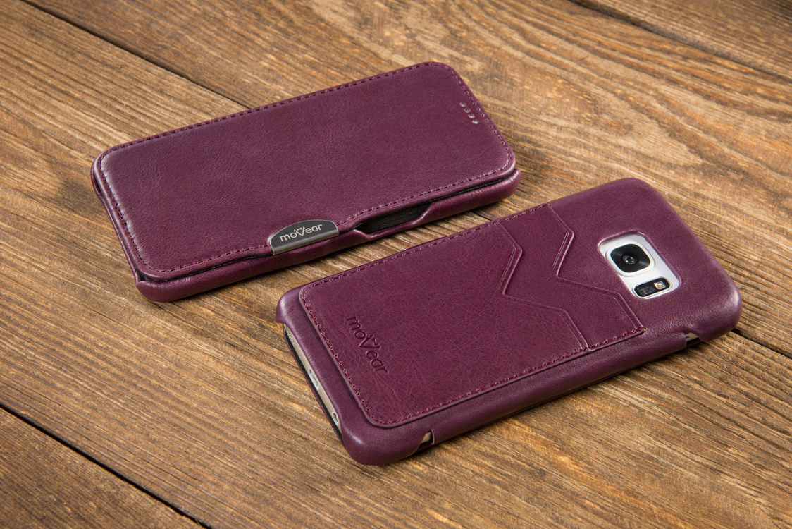 moVear flipSide C+ Skórzane Etui do Samsung Galaxy S6 | Skóra Vintage | Fioletowy