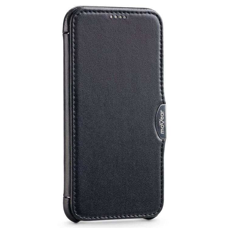 moVear flipSide C skórzane etui do Apple iPhone Xs / X (5.8") | Skóra naturalna gładka (Czarna)