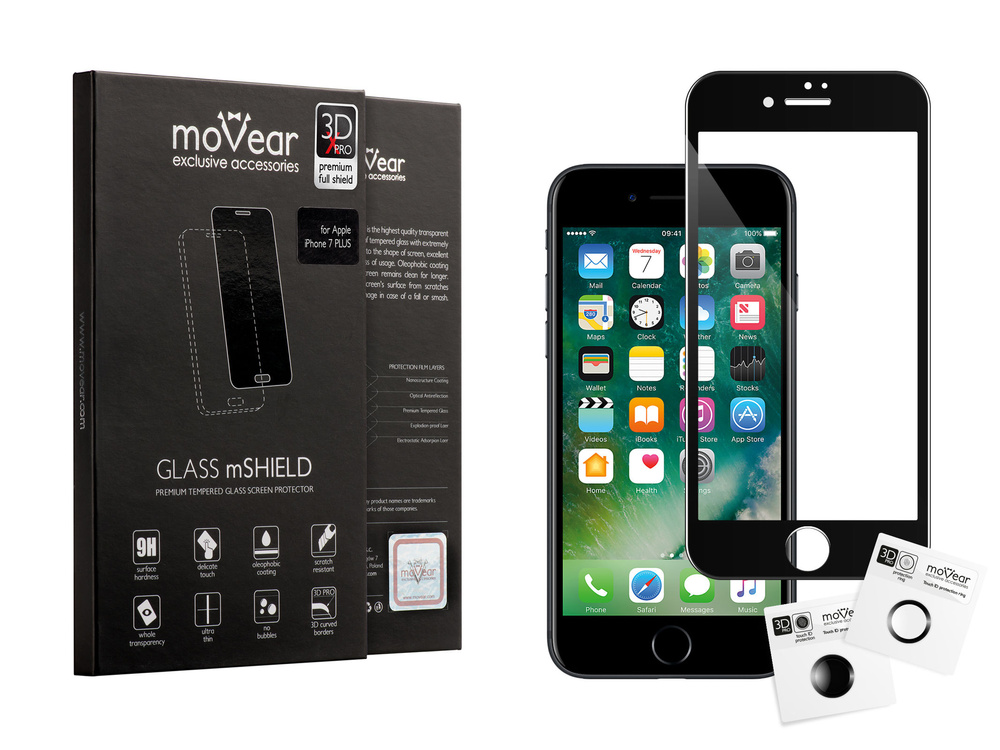 moVear GLASS mSHIELD 3D X-PRO na Apple iPhone 7 Plus | Szkło Hartowane na Cały Ekran, 9H