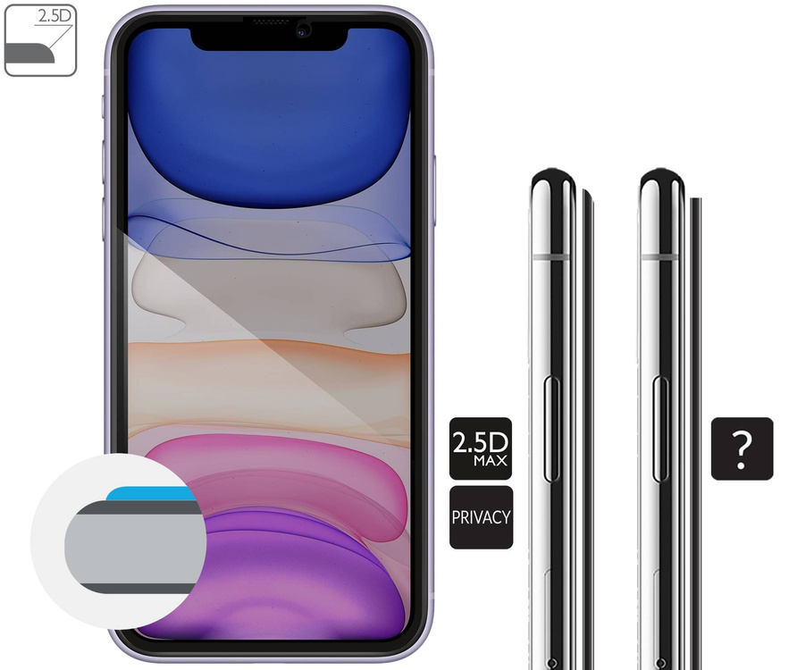 2 szt. | moVear mBOX GLASS mSHIELD 2.5D MAX privacy do Apple iPhone 11 / Xr (6.1") (Anty spy, z Aplikatorem)