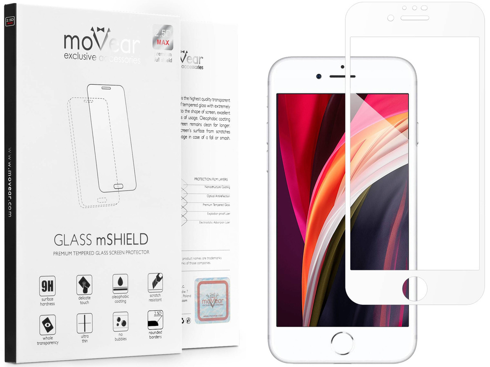 moVear GLASS mSHIELD 2.5D MAX do Apple iPhone 6s / 6 (4.7") (kompatybilne z etui)