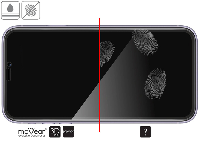 2 szt. | moVear GLASS mSHIELD 3D PRO privacy do Apple iPhone 11 Pro / Xs / X (5.8") | (Prywatyzujące)