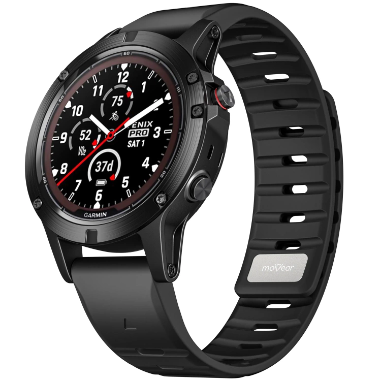 Pasek silikonowy SIL M1 do Garmin QuickFit 26mm (Fenix / Epix / Quatix / Tactix / Enduro - 51mm) Czarny - moVear