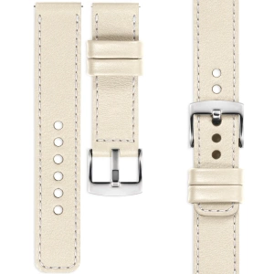moVear Prestige C1 Skórzany pasek 22mm do zegarka | Beżowy, białe przeszycie [rozmiary XS-XXL i klamra do wyboru]