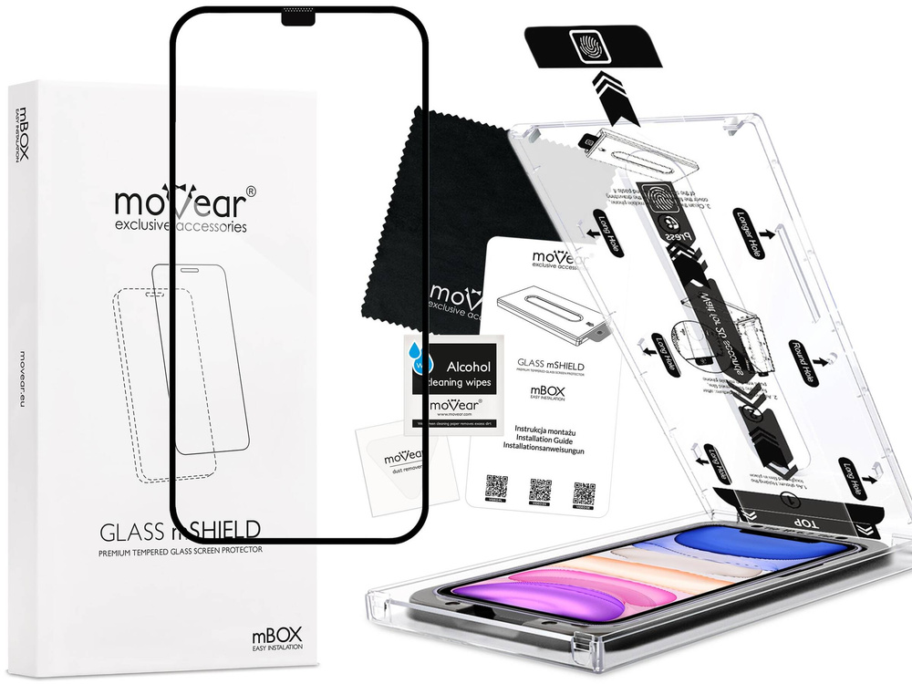 moVear mBOX GLASS mSHIELD 2.5D MAX do Apple iPhone 11 / Xr (6.1") (łatwy montaż)