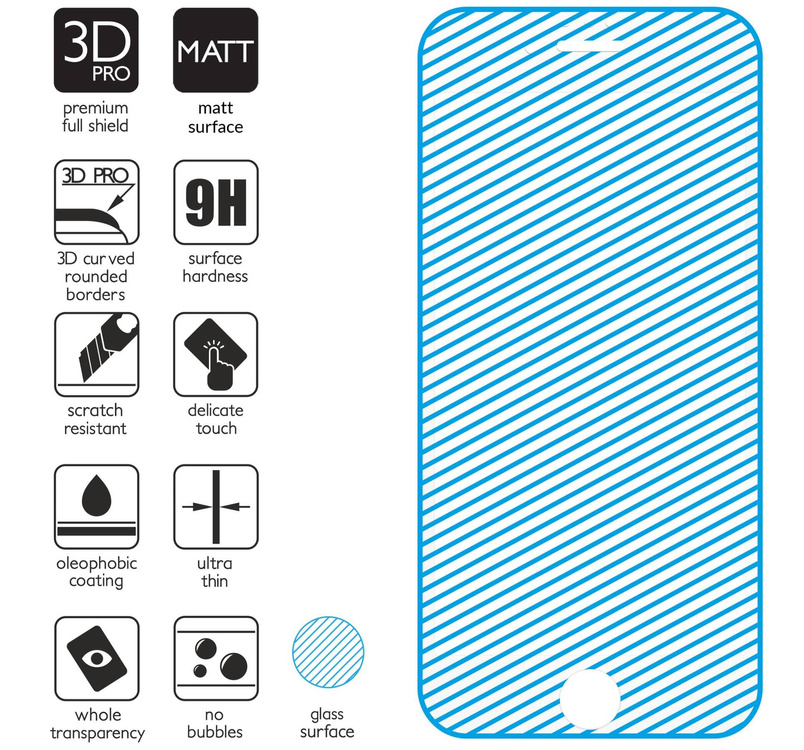 moVear GLASS mSHIELD 3D PRO MATT do Apple iPhone 8 Plus / 7 Plus (5.5") | (Antyrefleksyjne)