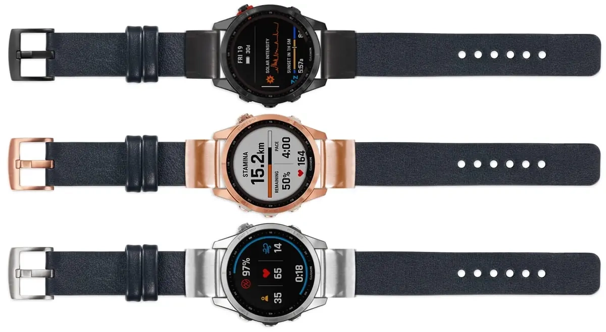 moVear Prestige S1 Skórzany pasek do Garmin QuickFit 20mm (Fenix / Instinct - 43/42/40mm) | Czarny [rozmiary XS-XXL i klamra do wyboru]